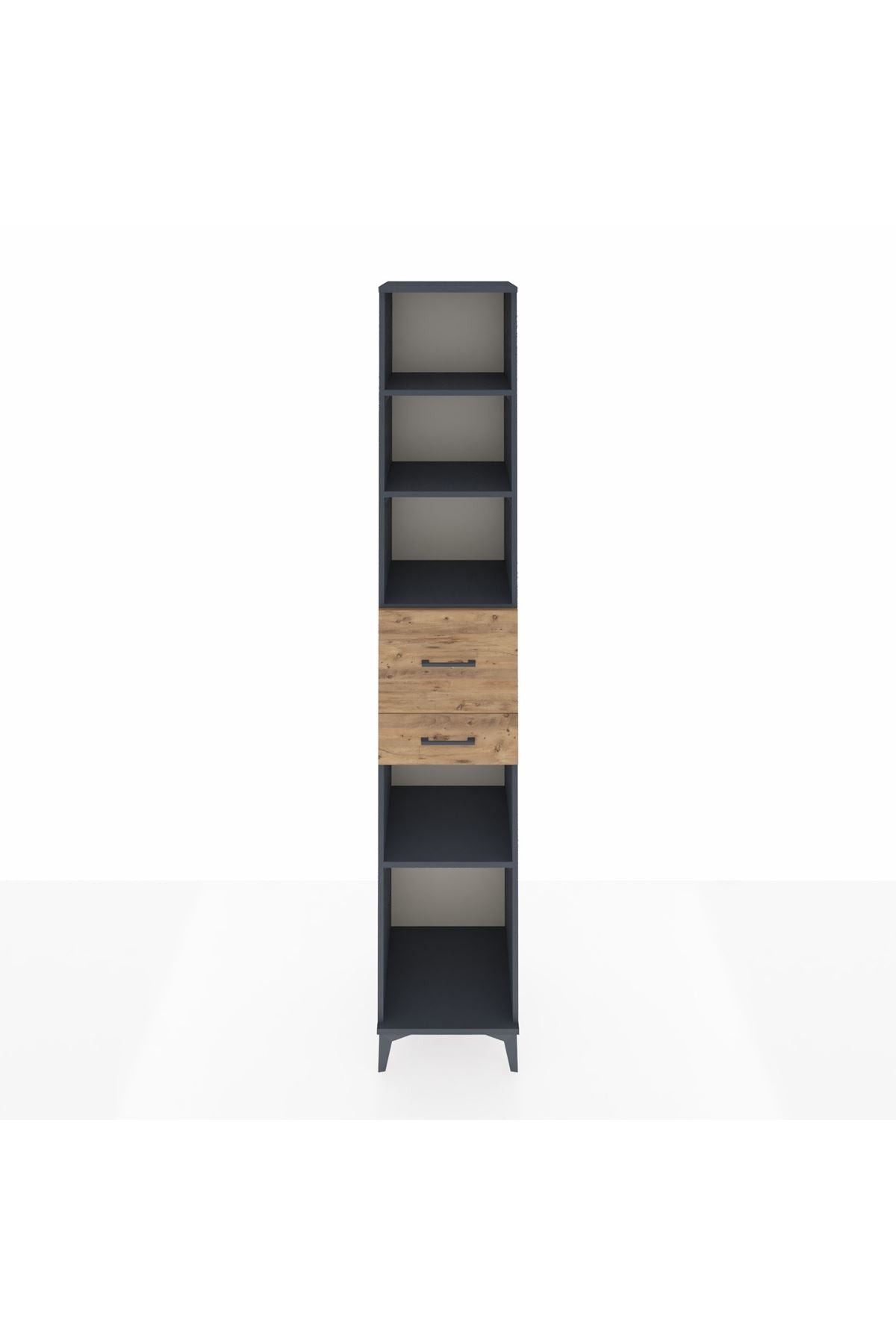 Hyperion Dolap 4 Raflı 2 Çekmeceli 44x44x243 Antrasit-Çam