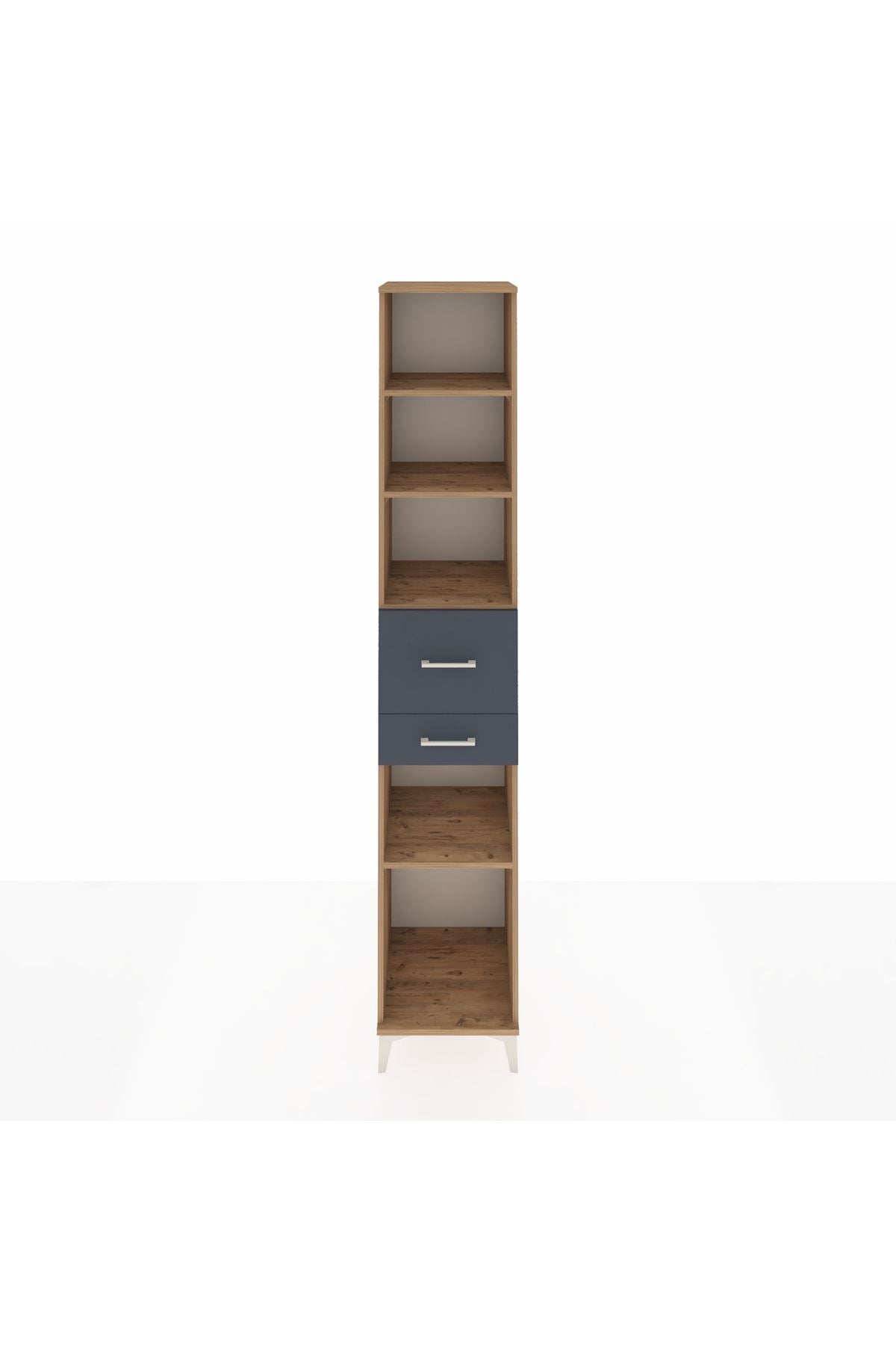 Hyperion Dolap 4 Raflı 2 Çekmeceli 44x44x243 Çam-Antrasit