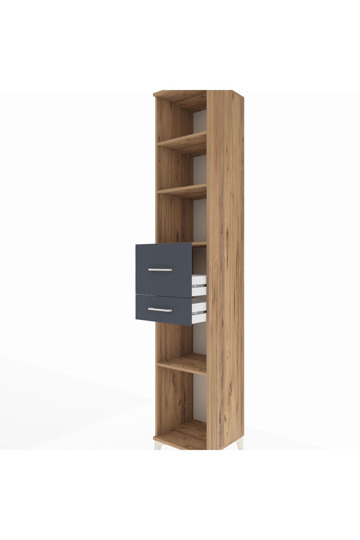 Hyperion Dolap 4 Raflı 2 Çekmeceli 44x44x243 Çam-Antrasit