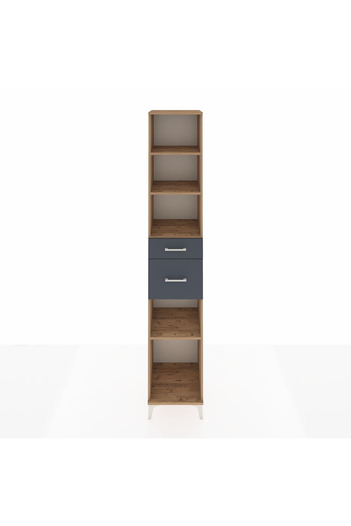 Hyperion Dolap 4 Raflı 2 Çekmeceli 44x44x243 Çam-Antrasit