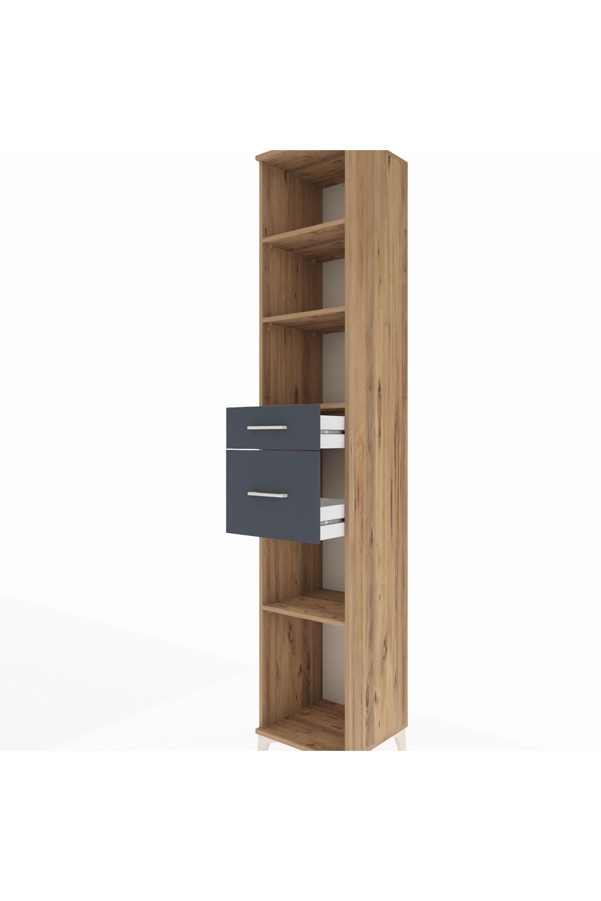 Hyperion Dolap 4 Raflı 2 Çekmeceli 44x44x243 Çam-Antrasit