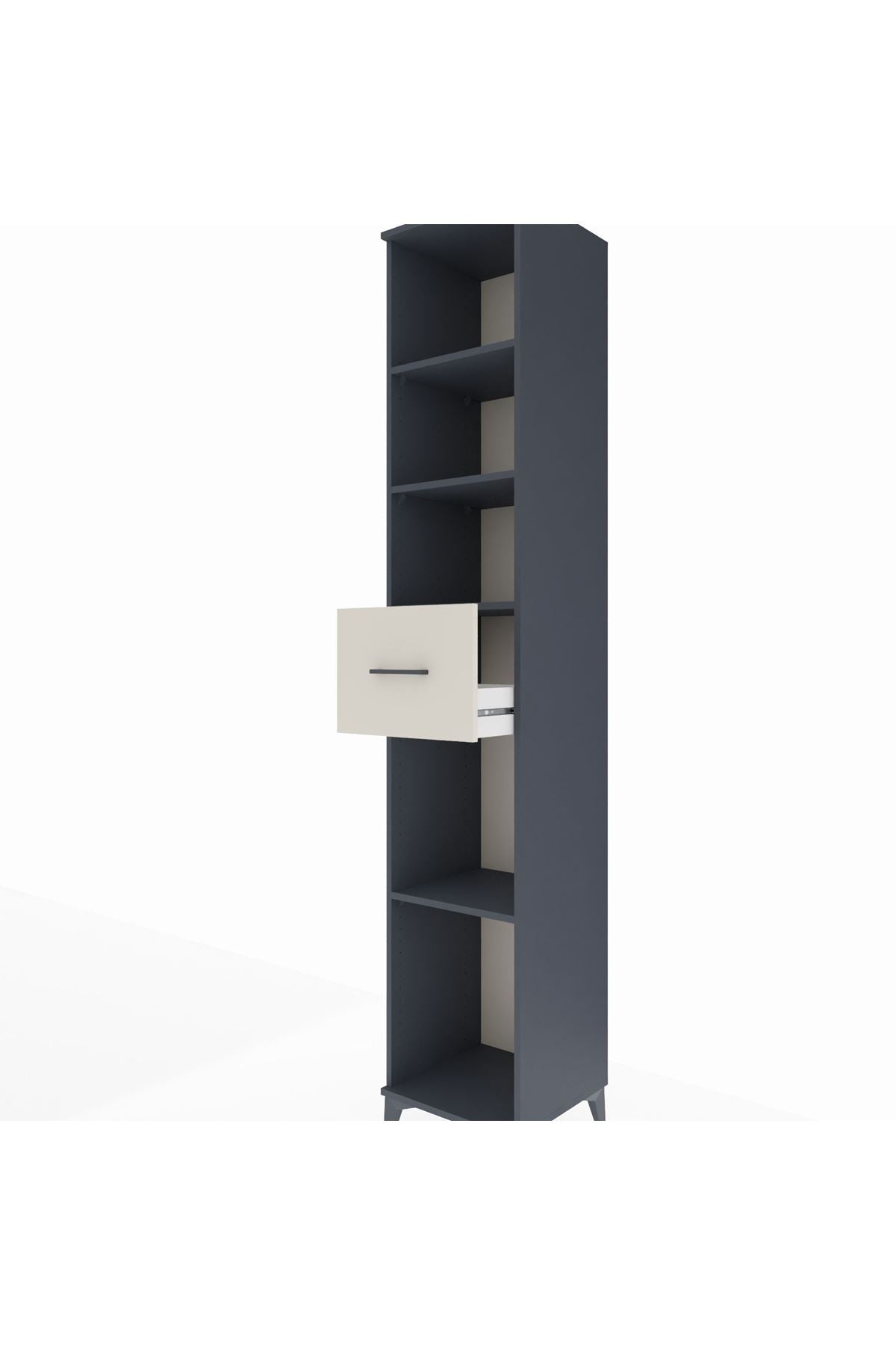 Hyperion Dolap 4 Raflı Tek Çekmeceli 44x44x243 Antrasit-Aytaşı