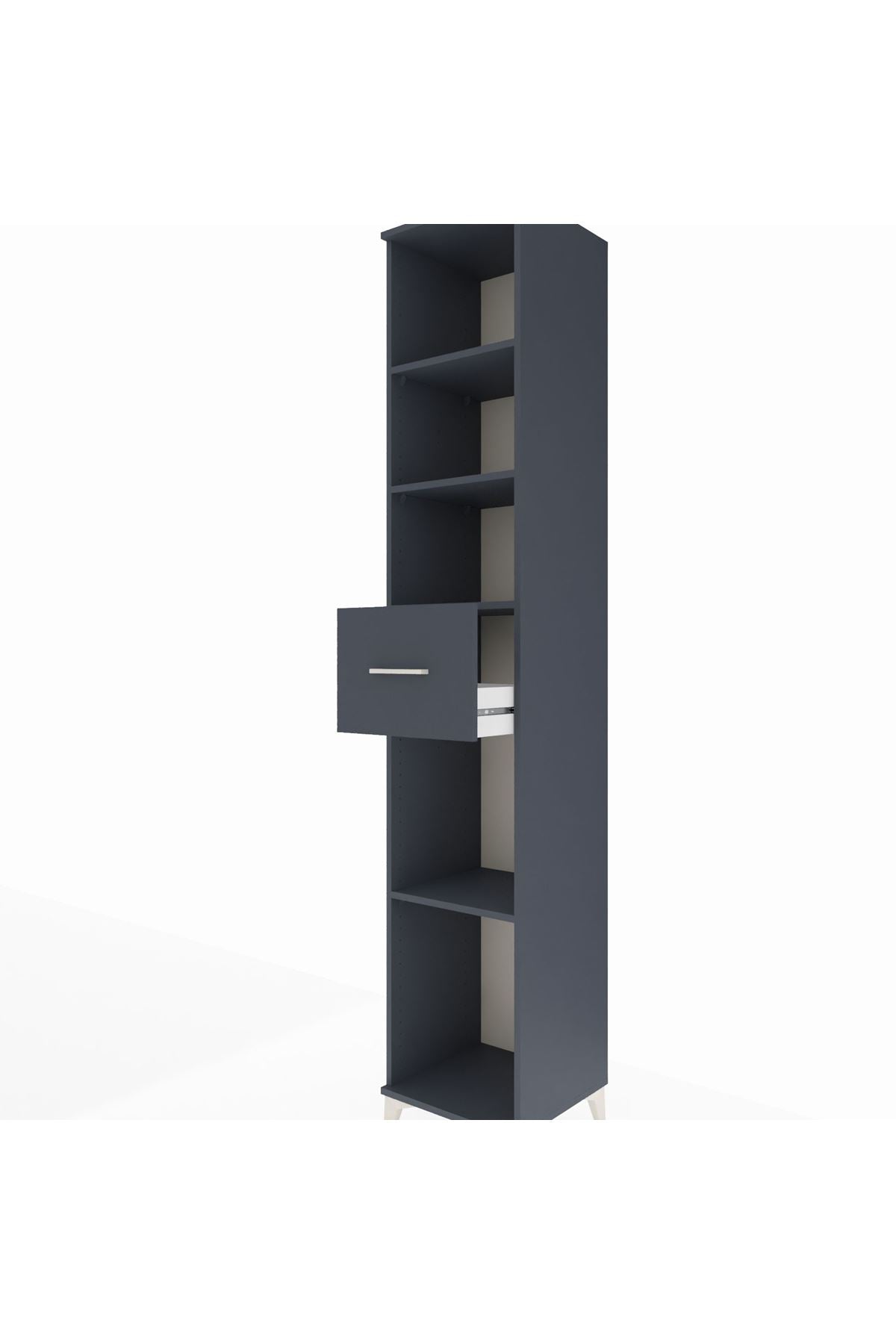 Hyperion Dolap 4 Raflı Tek Çekmeceli 44x44x243 Antrasit-Antrasit