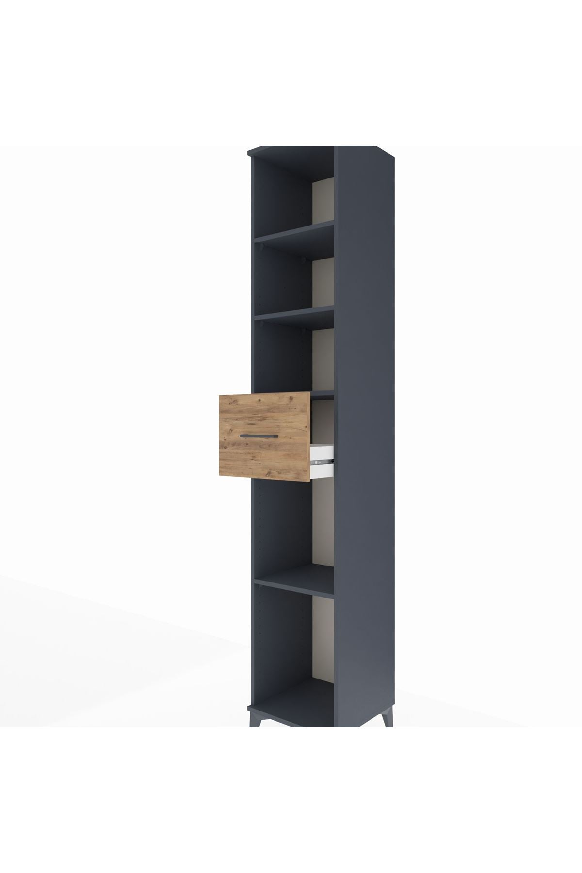 Hyperion Dolap 4 Raflı Tek Çekmeceli 44x44x243 Antrasit-Çam