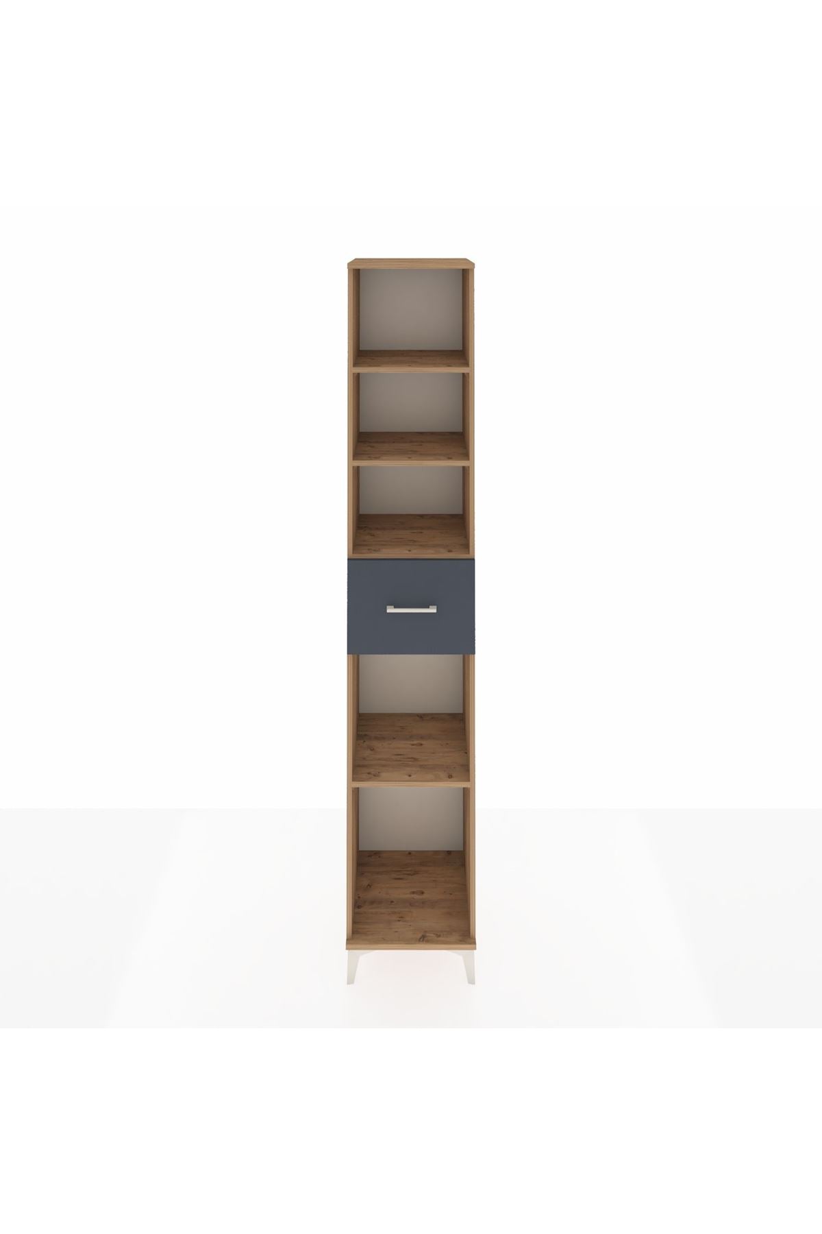 Hyperion Dolap 4 Raflı Tek Çekmeceli 44x44x243 Çam-Antrasit