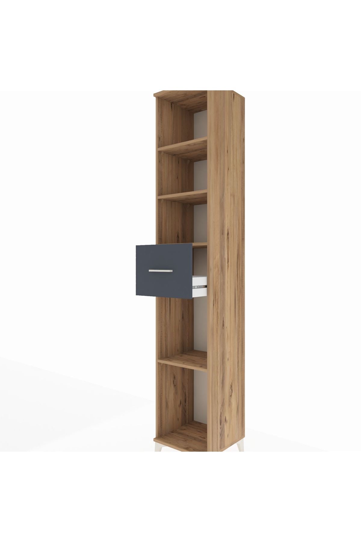 Hyperion Dolap 4 Raflı Tek Çekmeceli 44x44x243 Çam-Antrasit