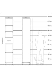 Hyperion Dolap 4 Raflı Tek Çekmeceli 44x44x243 Çam-Çam
