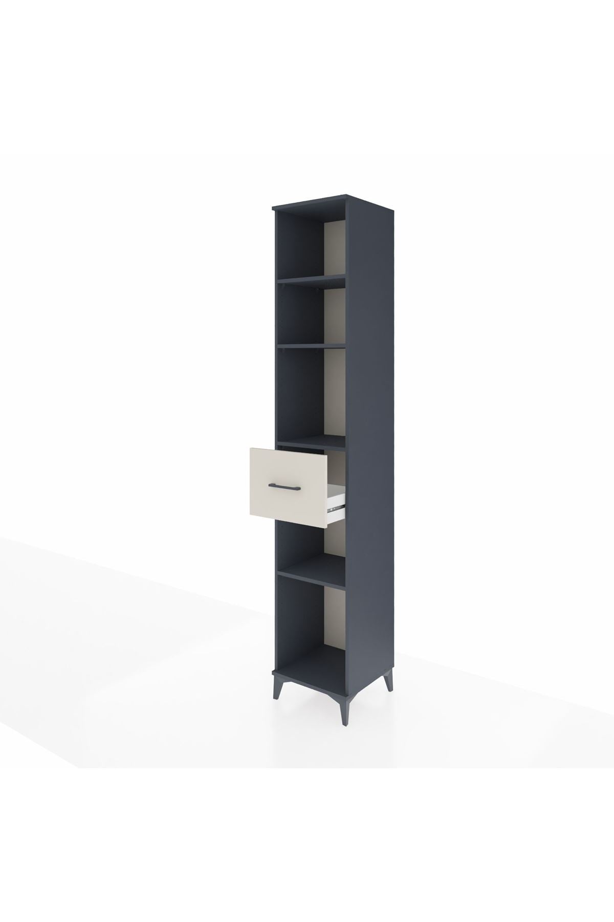 Hyperion Dolap 4 Raflı Tek Çekmeceli 44x44x243 Antrasit-Aytaşı