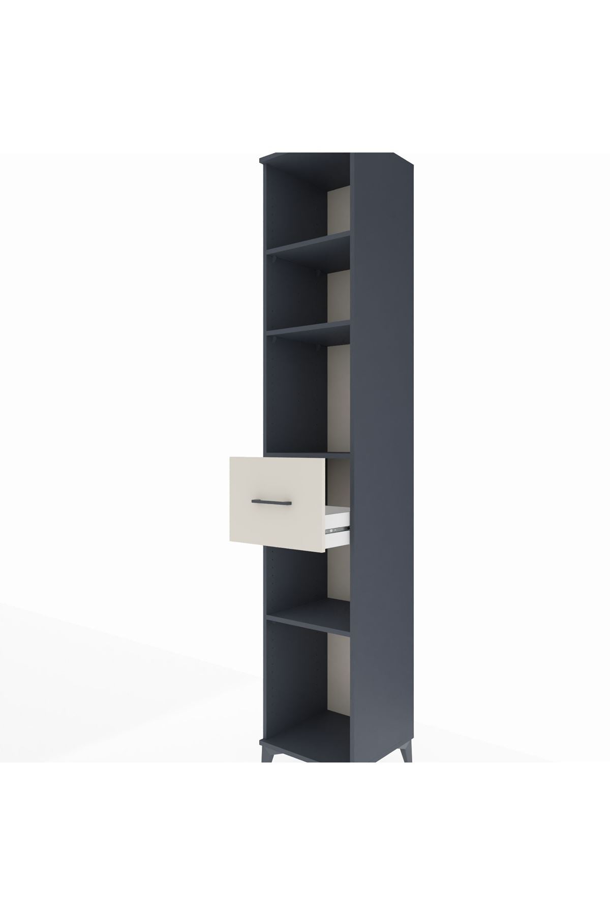 Hyperion Dolap 4 Raflı Tek Çekmeceli 44x44x243 Antrasit-Aytaşı