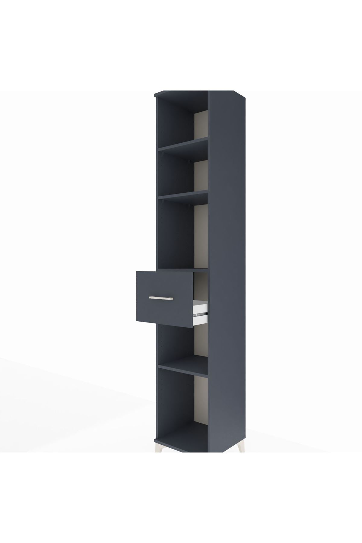 Hyperion Dolap 4 Raflı Tek Çekmeceli 44x44x243 Antrasit-Antrasit