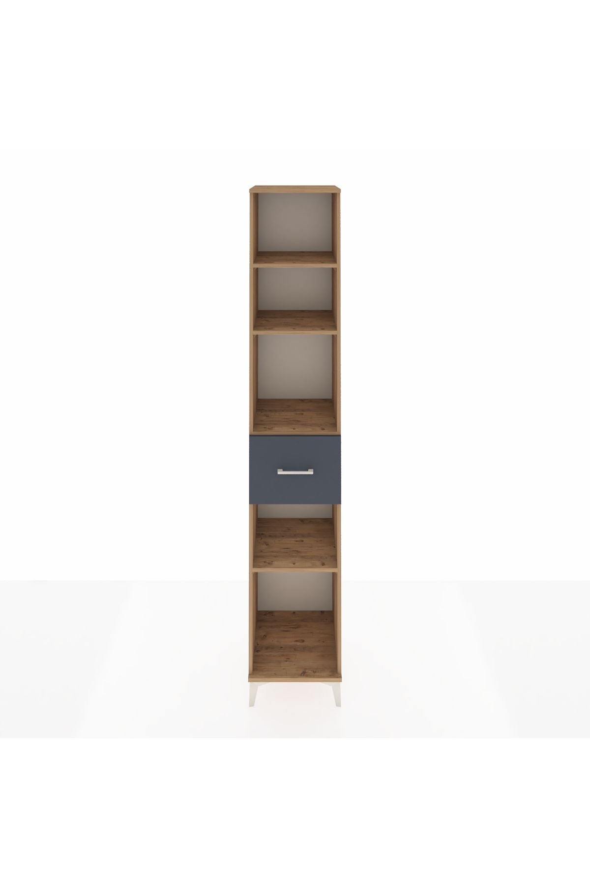 Hyperion Dolap 4 Raflı Tek Çekmeceli 44x44x243 Çam-Antrasit