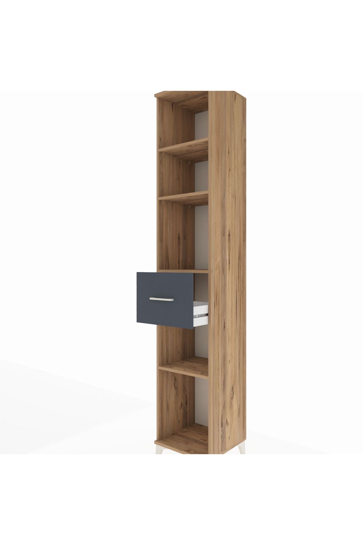 Hyperion Dolap 4 Raflı Tek Çekmeceli 44x44x243 Çam-Antrasit