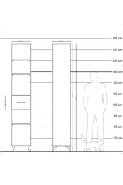 Hyperion Dolap 4 Raflı Tek Çekmeceli 44x44x243 Çam-Antrasit