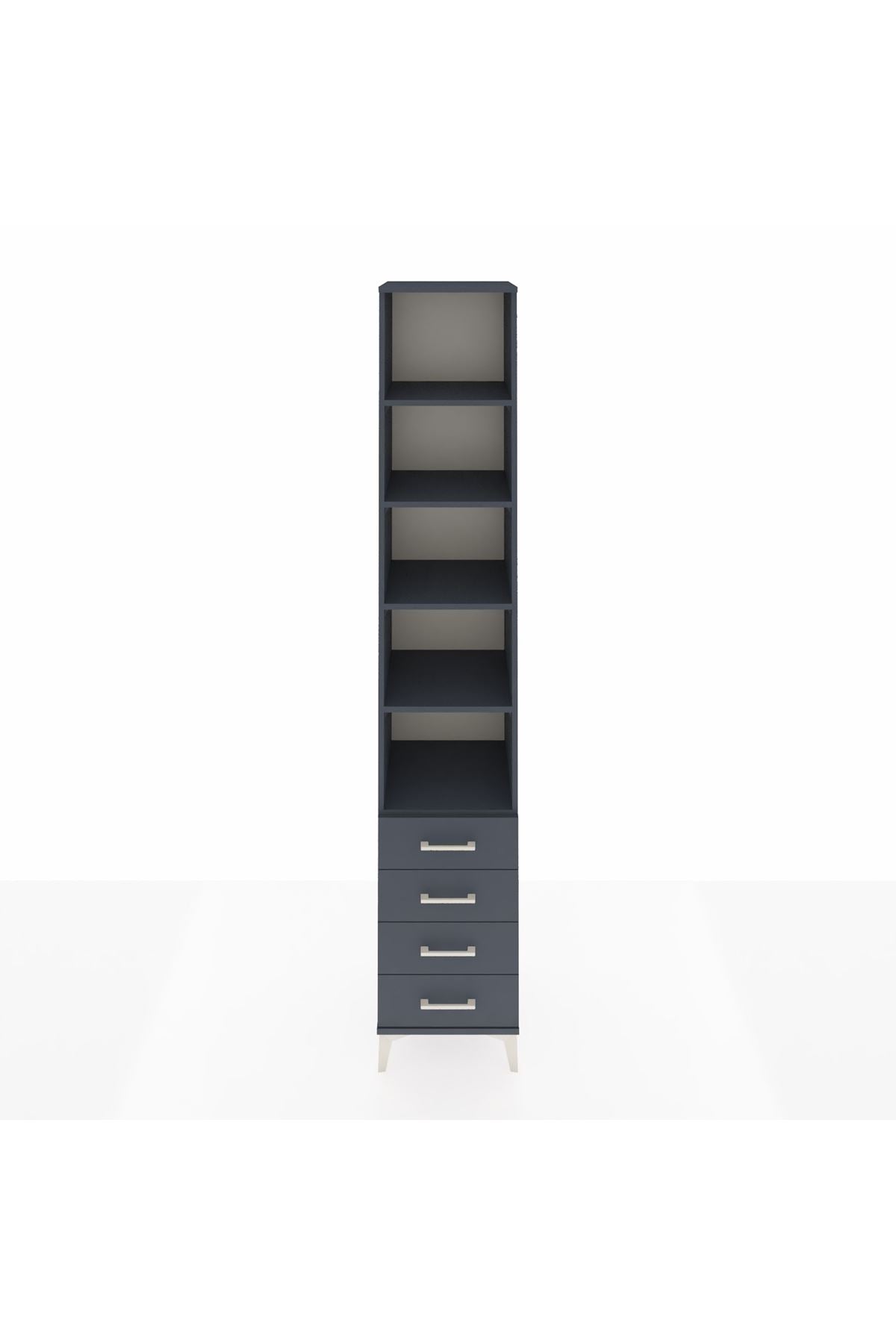 Hyperion Dolap 5 Raflı 4 Çekmeceli 44x44x243 Antrasit-Antrasit