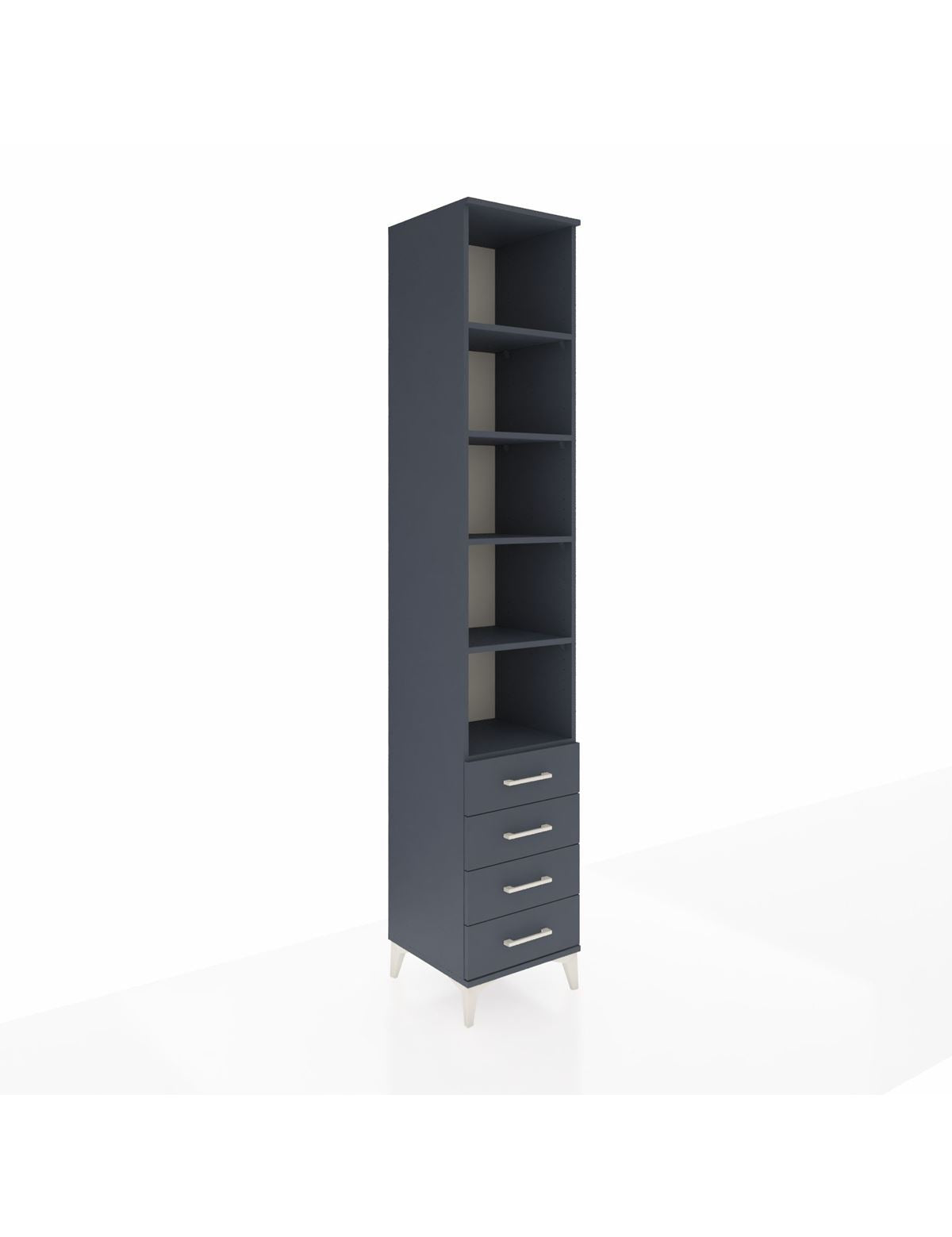 Hyperion Dolap 5 Raflı 4 Çekmeceli 44x44x243 Antrasit-Antrasit