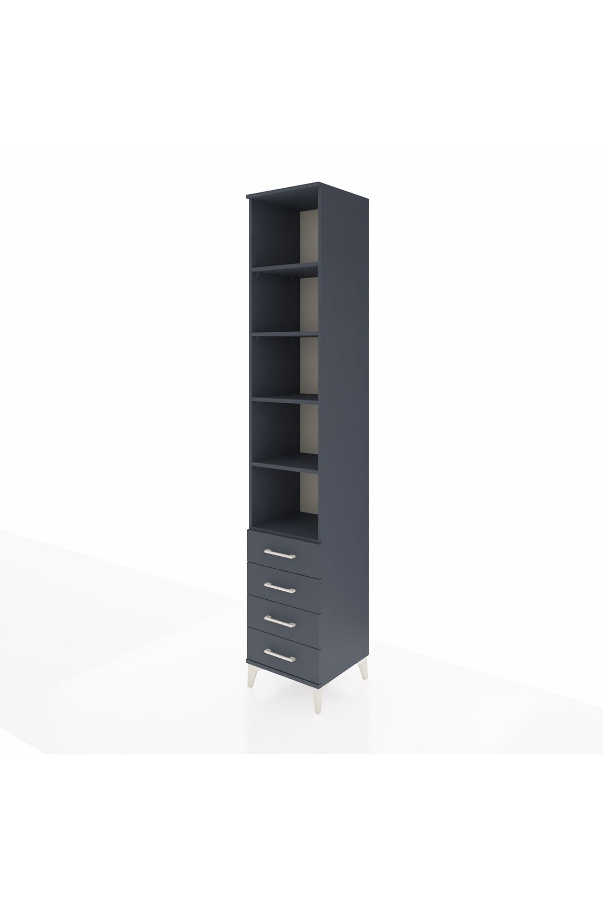 Hyperion Dolap 5 Raflı 4 Çekmeceli 44x44x243 Antrasit-Antrasit