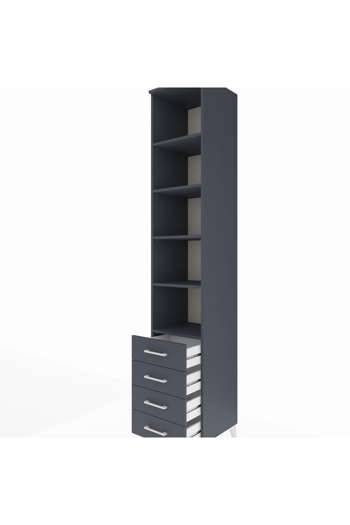 Hyperion Dolap 5 Raflı 4 Çekmeceli 44x44x243 Antrasit-Antrasit