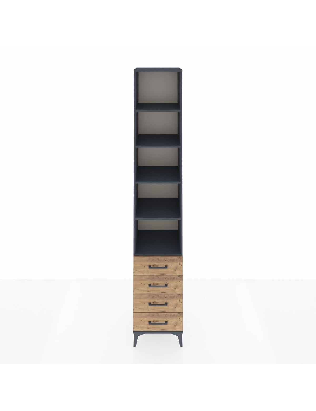 Hyperion Dolap 5 Raflı 4 Çekmeceli 44x44x243 Antrasit-Çam