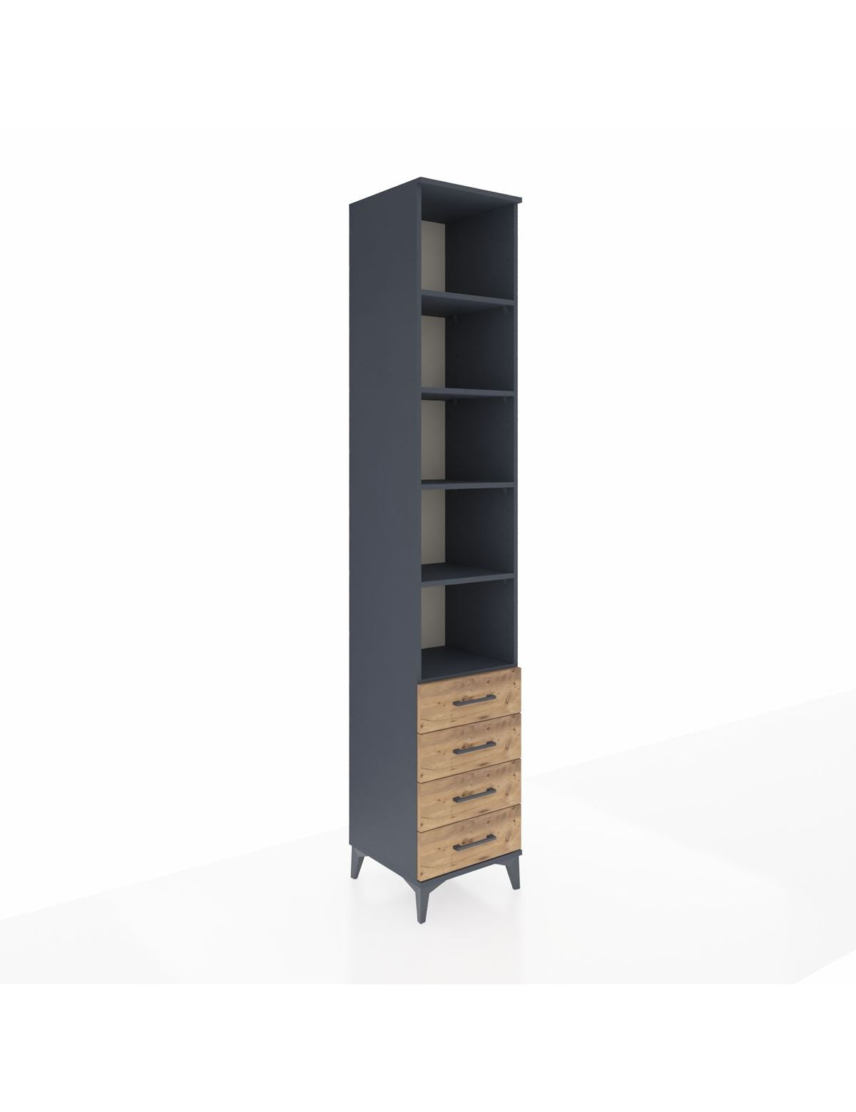 Hyperion Dolap 5 Raflı 4 Çekmeceli 44x44x243 Antrasit-Çam