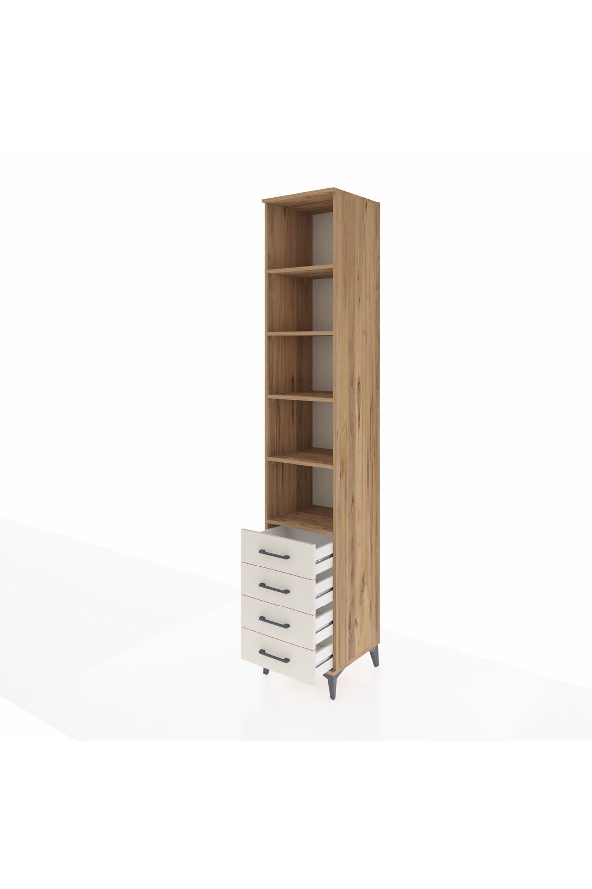 Hyperion Dolap 5 Raflı 4 Çekmeceli 44x44x243 Çam-Aytaşı
