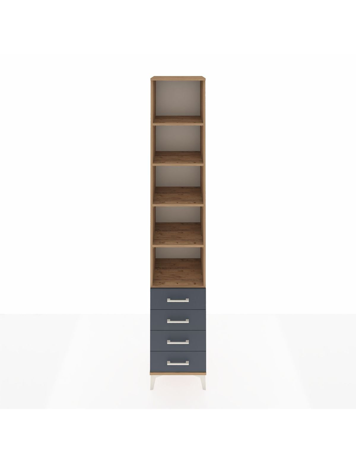 Hyperion Dolap 5 Raflı 4 Çekmeceli 44x44x243 Çam-Antrasit