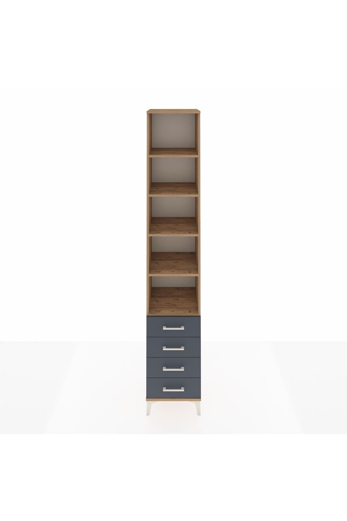 Hyperion Dolap 5 Raflı 4 Çekmeceli 44x44x243 Çam-Antrasit