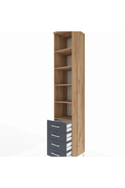 Hyperion Dolap 5 Raflı 4 Çekmeceli 44x44x243 Çam-Antrasit