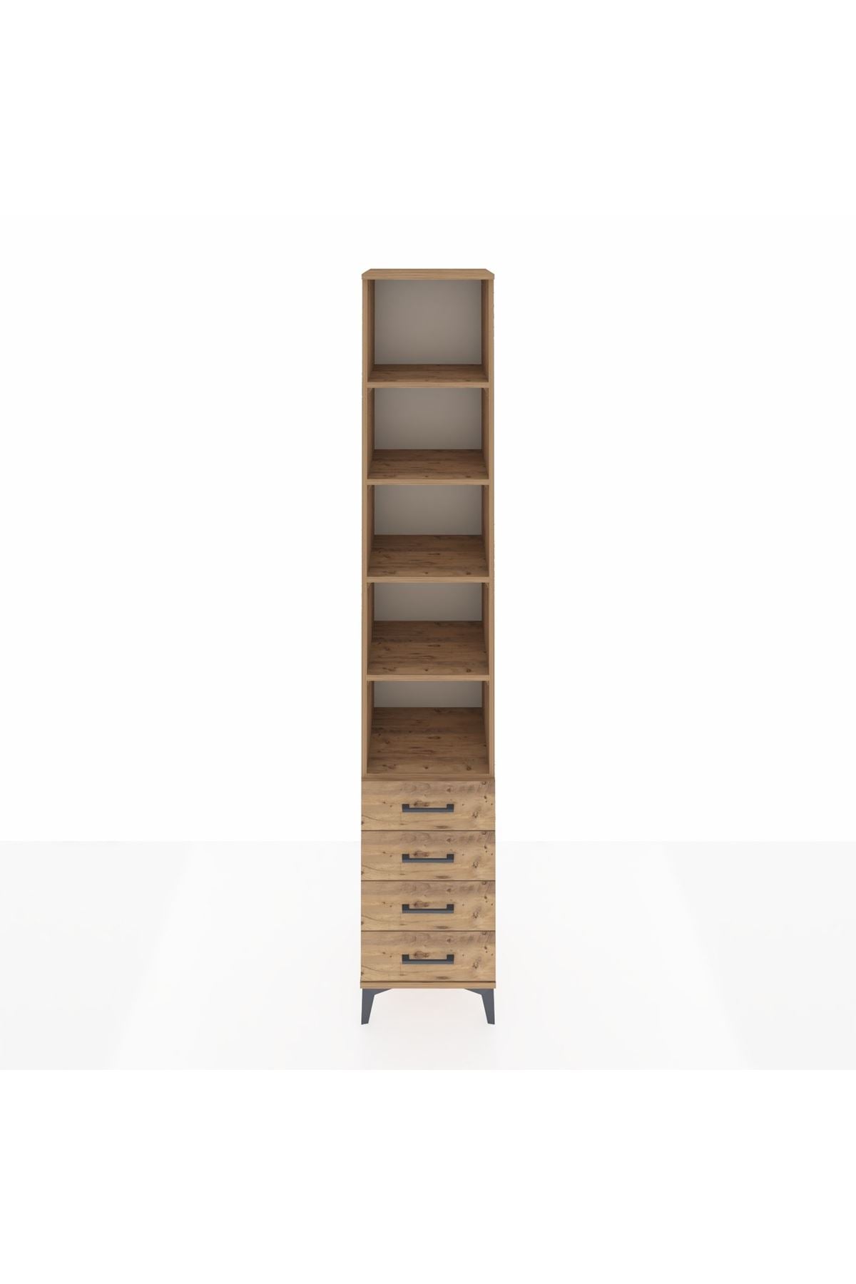 Hyperion Dolap 5 Raflı 4 Çekmeceli 44x44x243 Çam-Çam