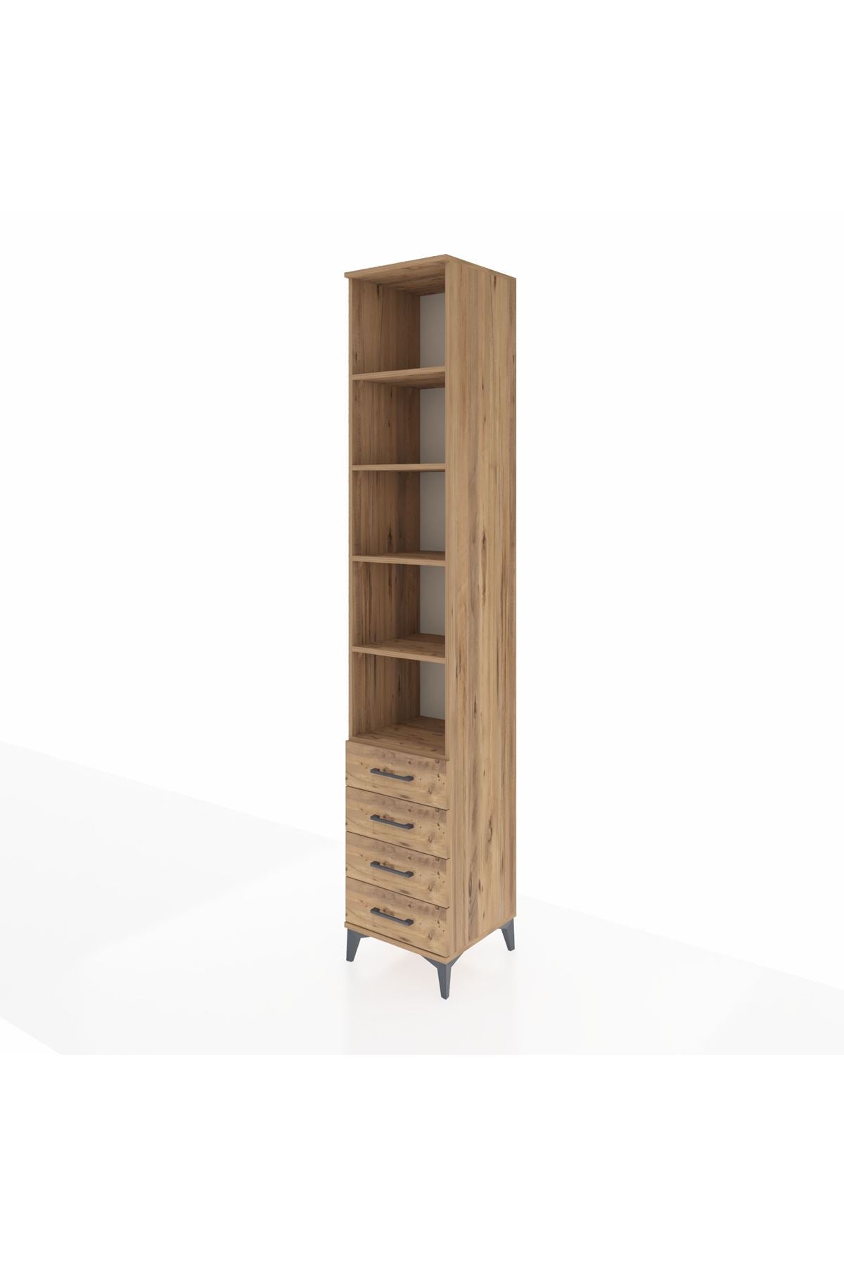 Hyperion Dolap 5 Raflı 4 Çekmeceli 44x44x243 Çam-Çam