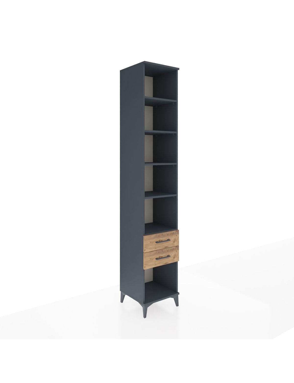 Hyperion Dolap 5 Raflı 2 Çekmeceli 44x44x243 Antrasit-Çam