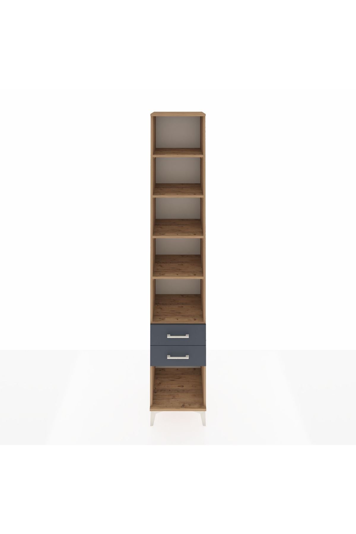 Hyperion Dolap 5 Raflı 2 Çekmeceli 44x44x243 Çam-Antrasit