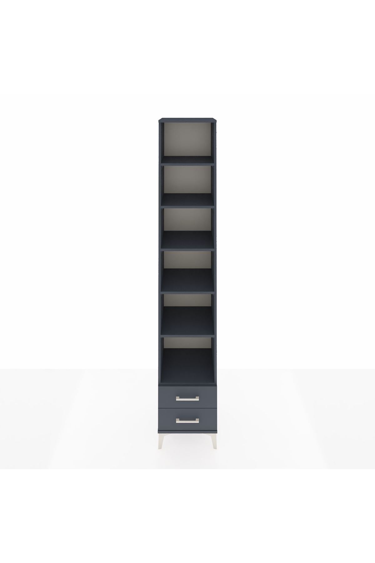 Hyperion Dolap 6 Raflı 2 Çekmeceli 44x44x243 Antrasit-Antrasit