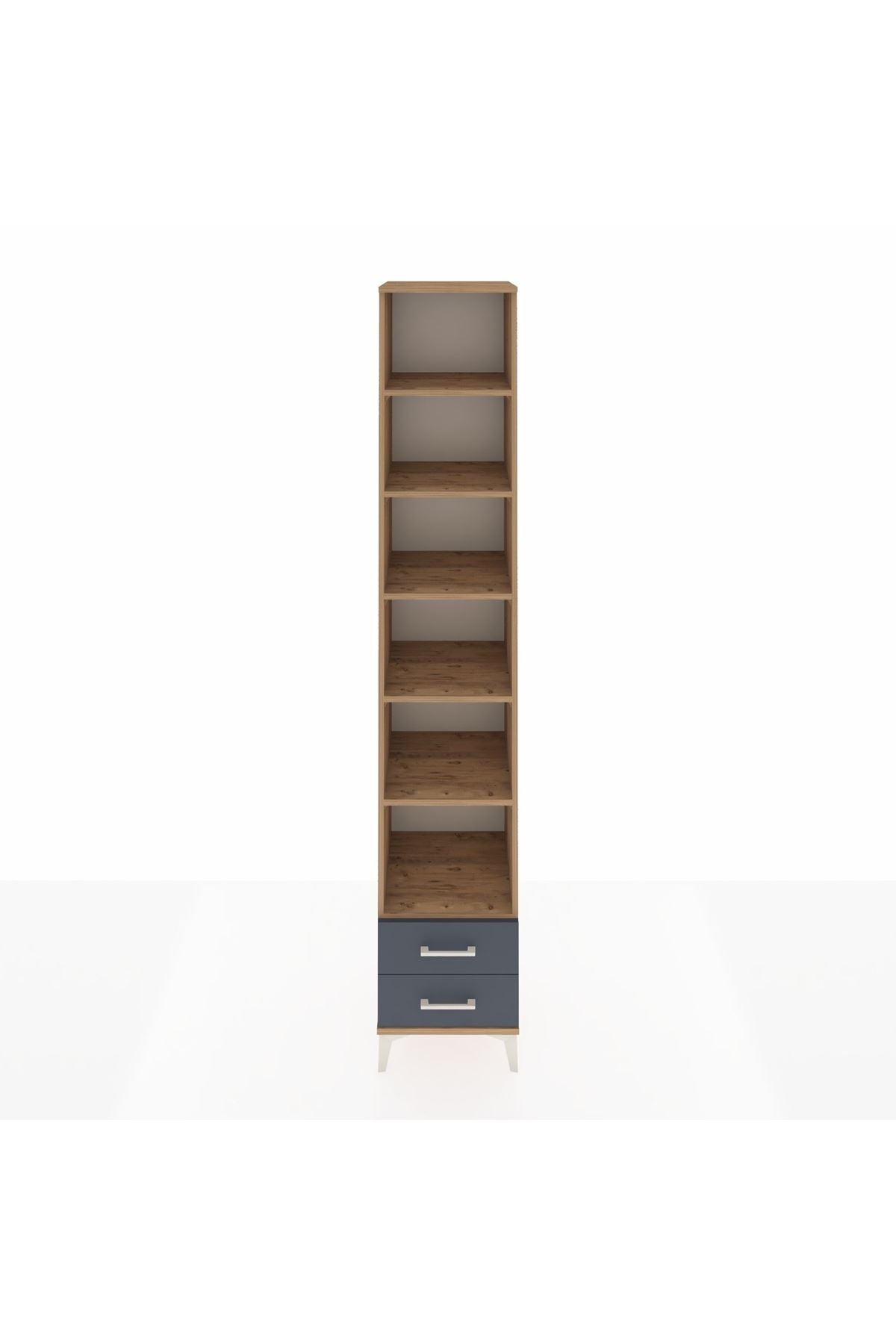 Hyperion Dolap 6 Raflı 2 Çekmeceli 44x44x243 Çam-Antrasit