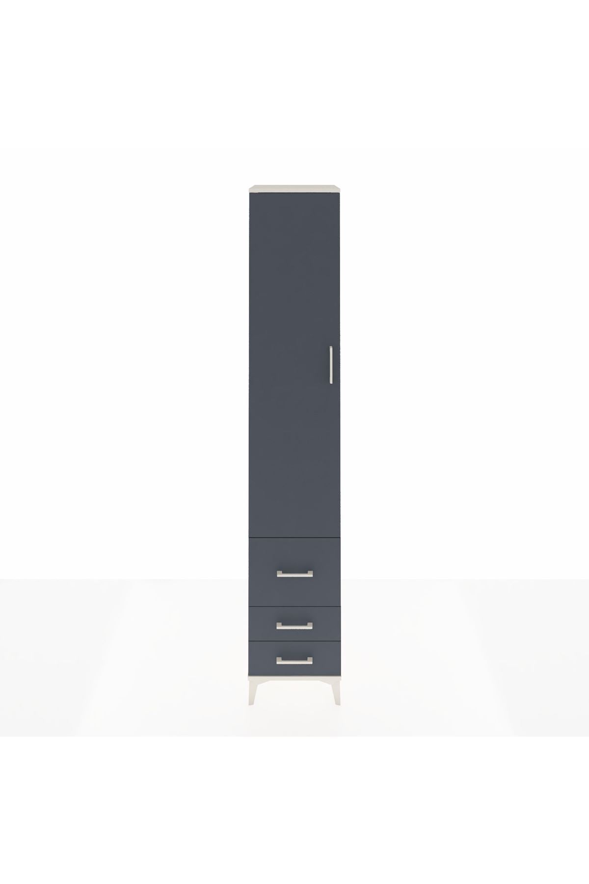 Hyperion Dolap 3 Raflı 3 Çekmeceli Tek Askılı 44x44x243 Aytaşı-Antrasit