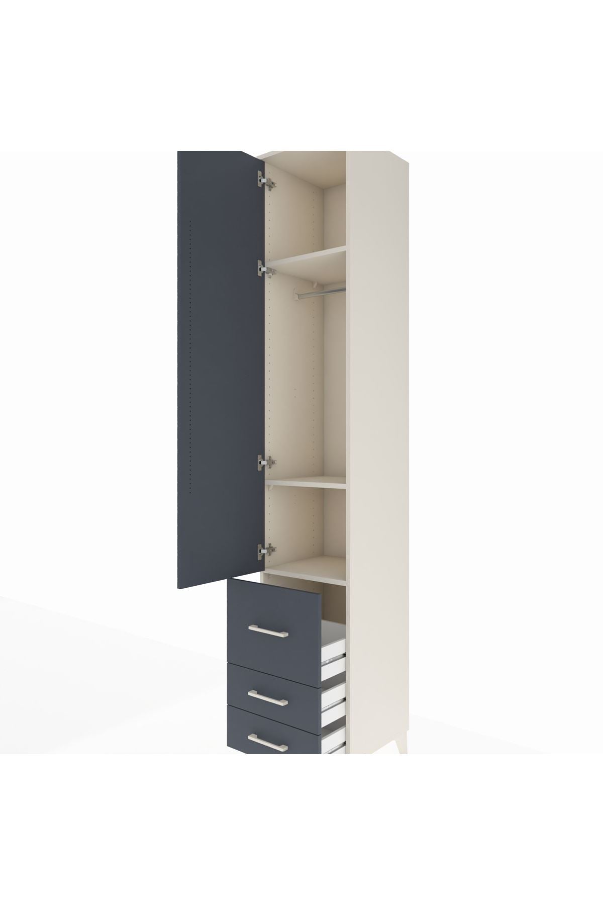 Hyperion Dolap 3 Raflı 3 Çekmeceli Tek Askılı 44x44x243 Aytaşı-Antrasit