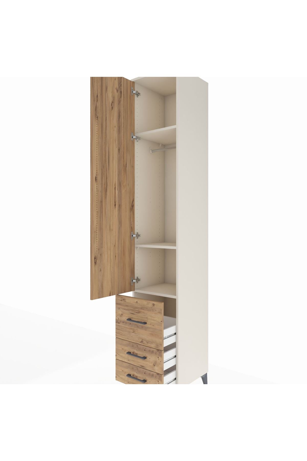 Hyperion Dolap 3 Raflı 3 Çekmeceli Tek Askılı 44x44x243 Aytaşı-Çam