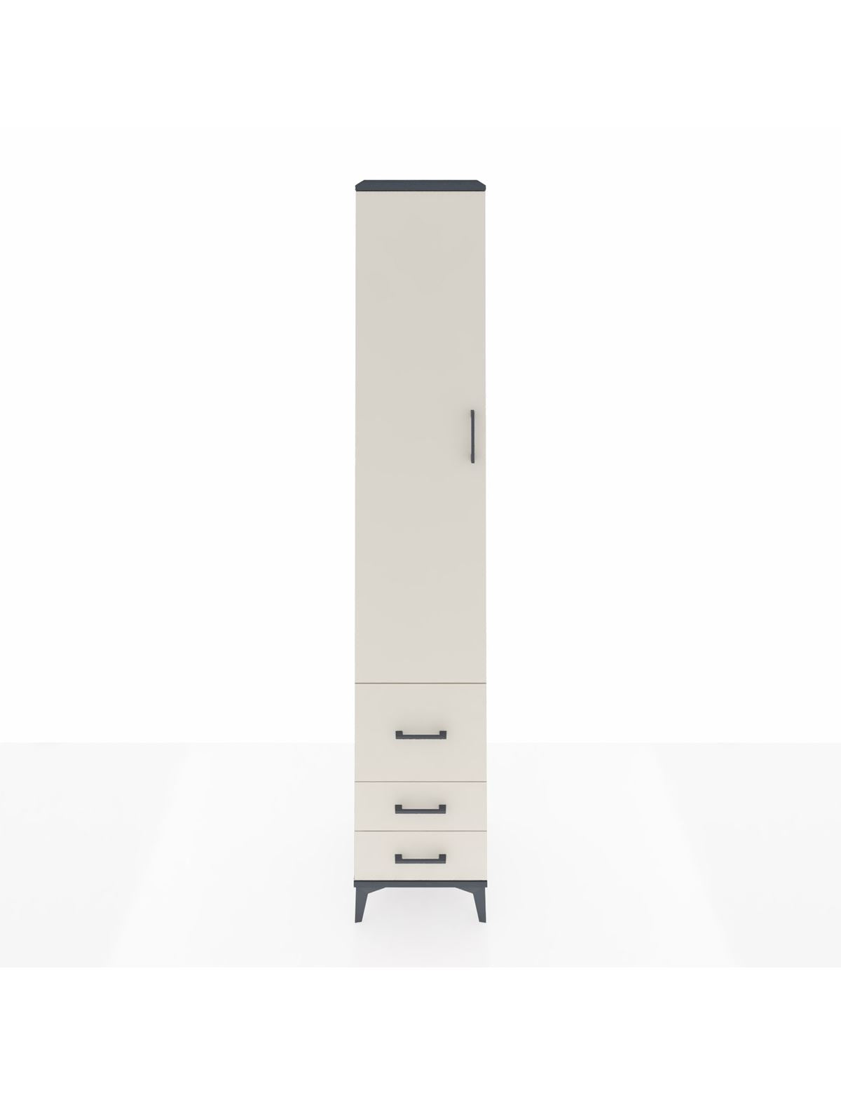 Hyperion Dolap 3 Raflı 3 Çekmeceli Tek Askılı 44x44x243 Antrasit-Aytaşı