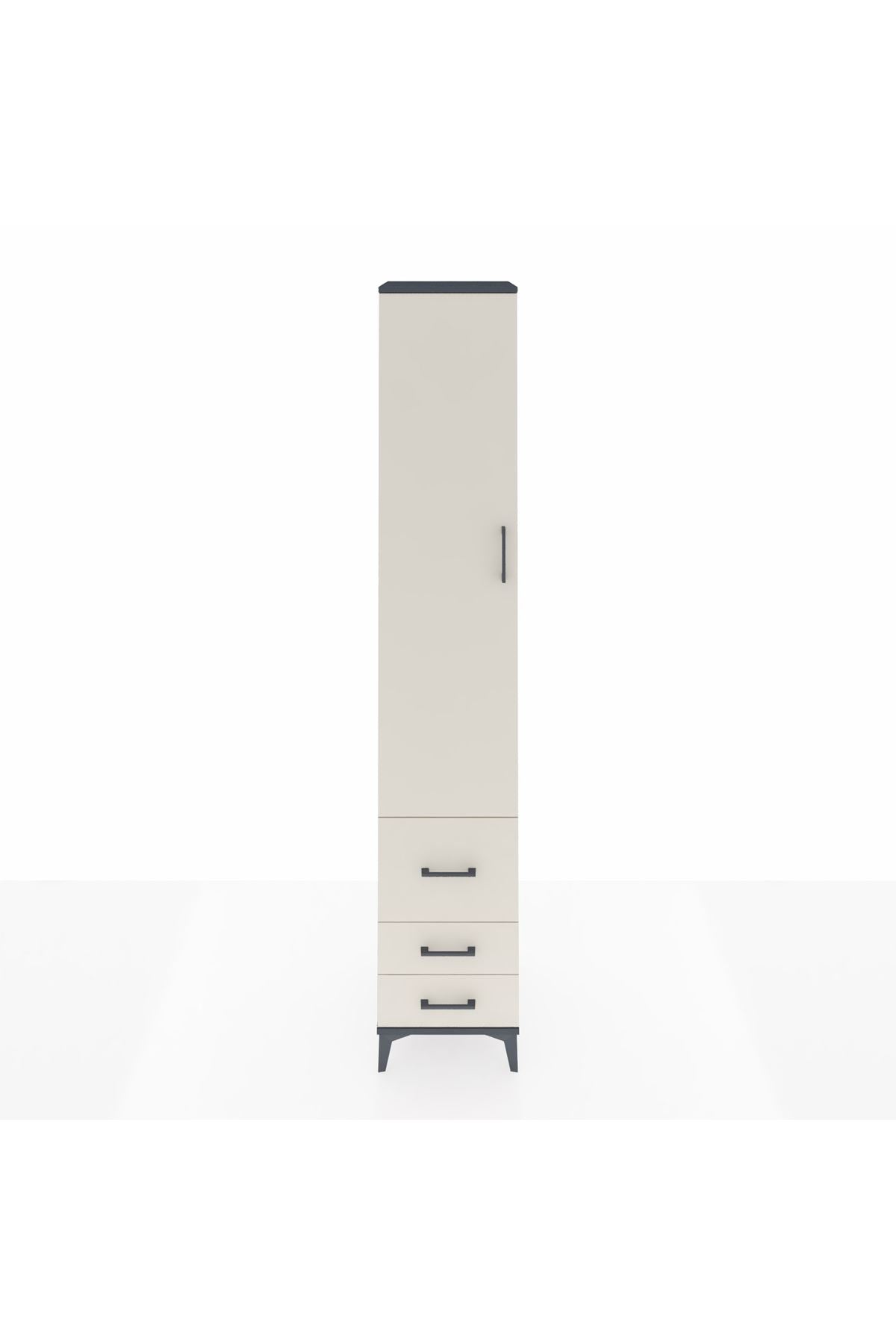 Hyperion Dolap 3 Raflı 3 Çekmeceli Tek Askılı 44x44x243 Antrasit-Aytaşı