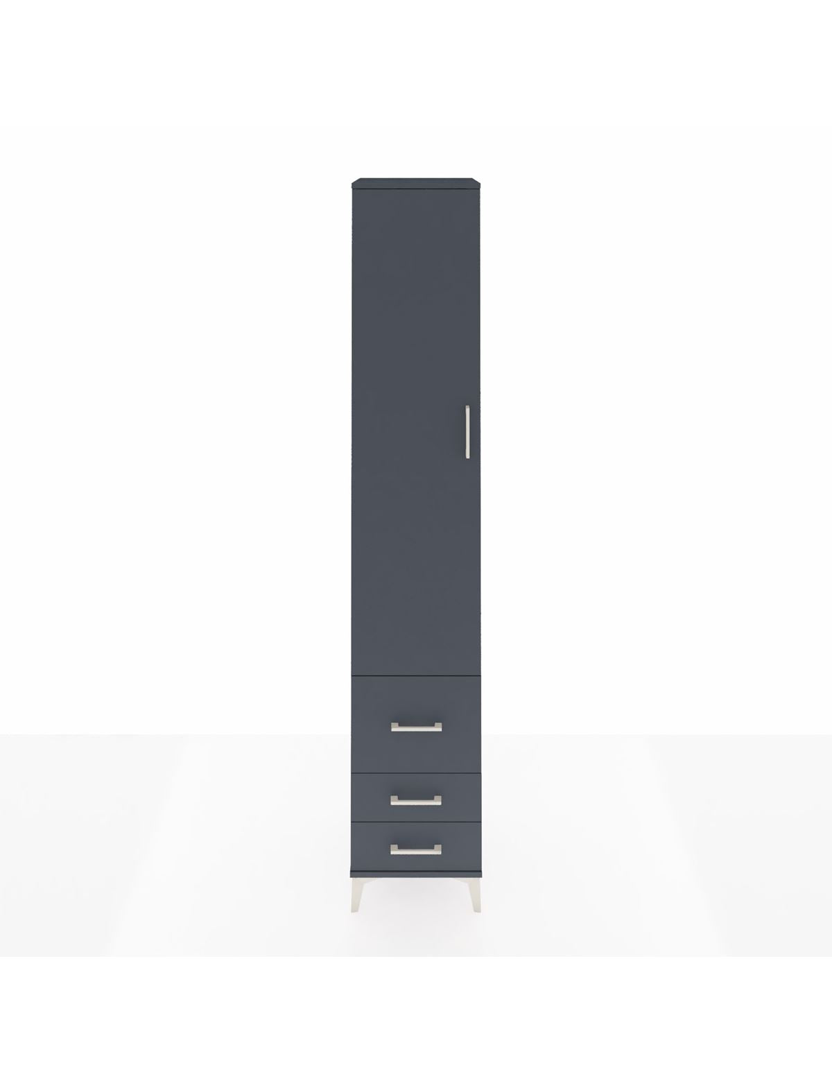 Hyperion Dolap 3 Raflı 3 Çekmeceli Tek Askılı 44x44x243 Antrasit-Antrasit