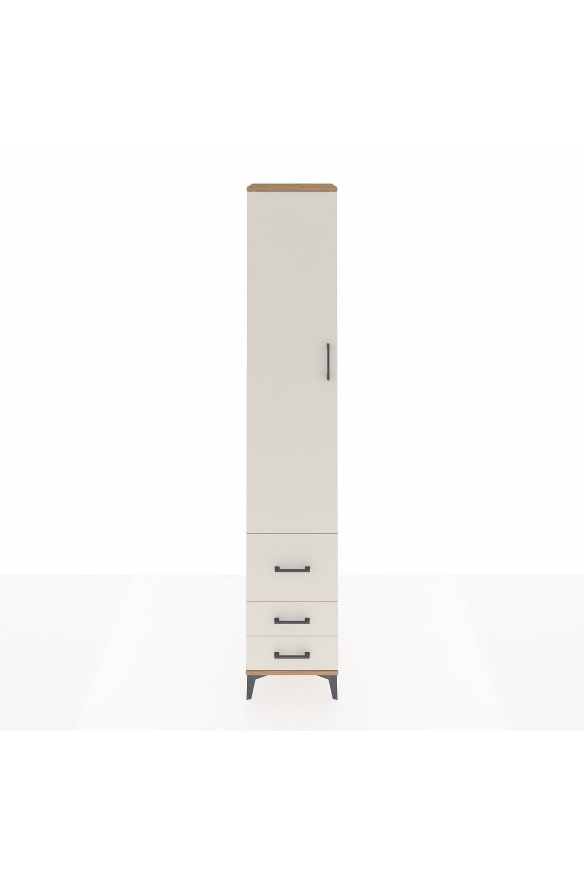 Hyperion Dolap 3 Raflı 3 Çekmeceli Tek Askılı 44x44x243 Çam-Aytaşı