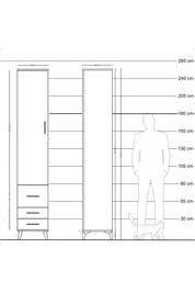 Hyperion Dolap 3 Raflı 3 Çekmeceli Tek Askılı 44x44x243 Antrasit-Çam