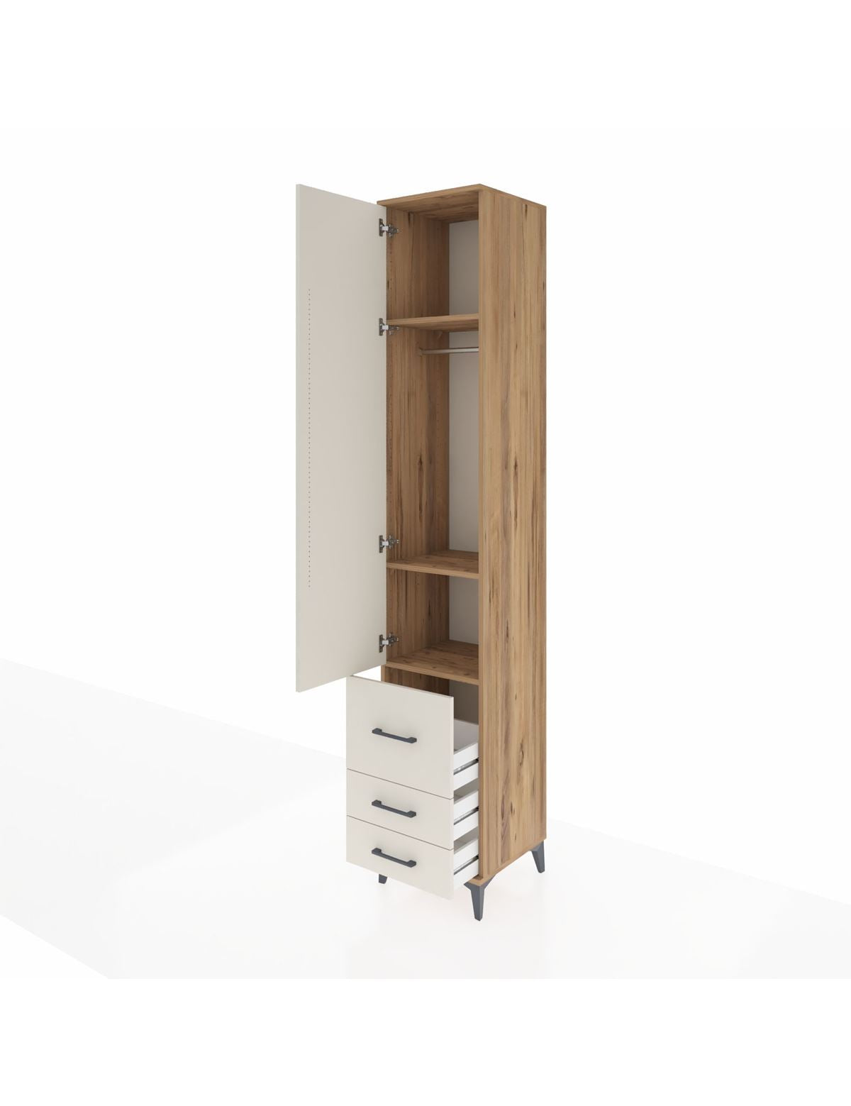 Hyperion Dolap 3 Raflı 3 Çekmeceli Tek Askılı 44x44x243 - S64M101V7B