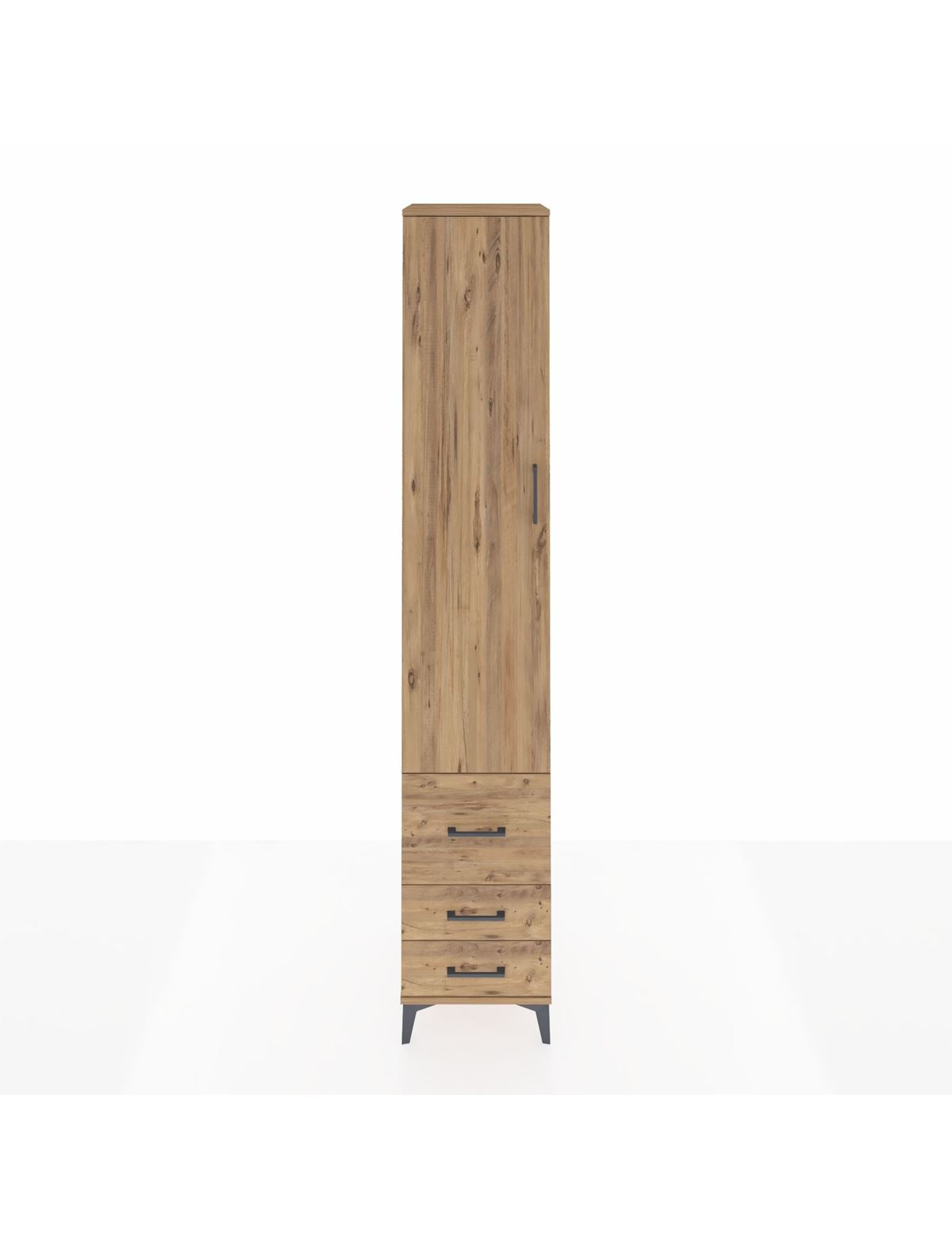 Hyperion Dolap 3 Raflı 3 Çekmeceli Tek Askılı 44x44x243 Çam-Çam