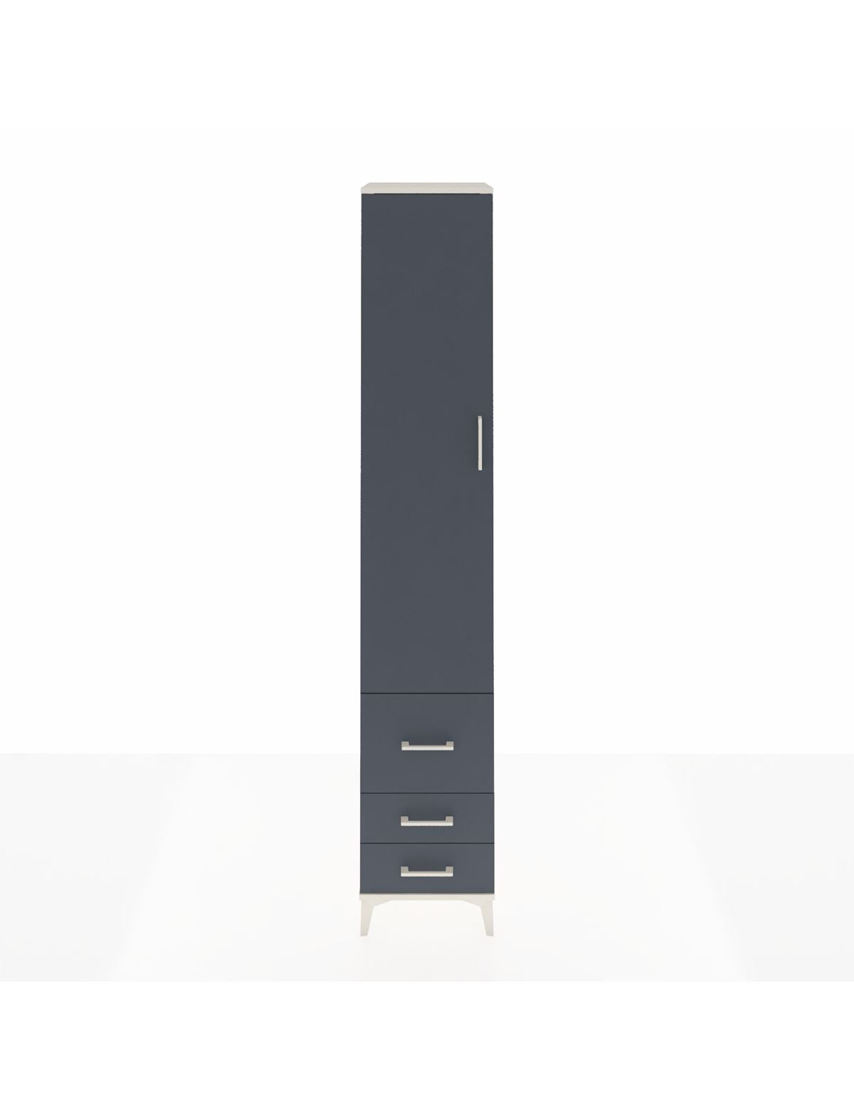 Hyperion Dolap 5 Raflı 3 Çekmeceli Tek Kapaklı 44x44x243 Aytaşı-Antrasit