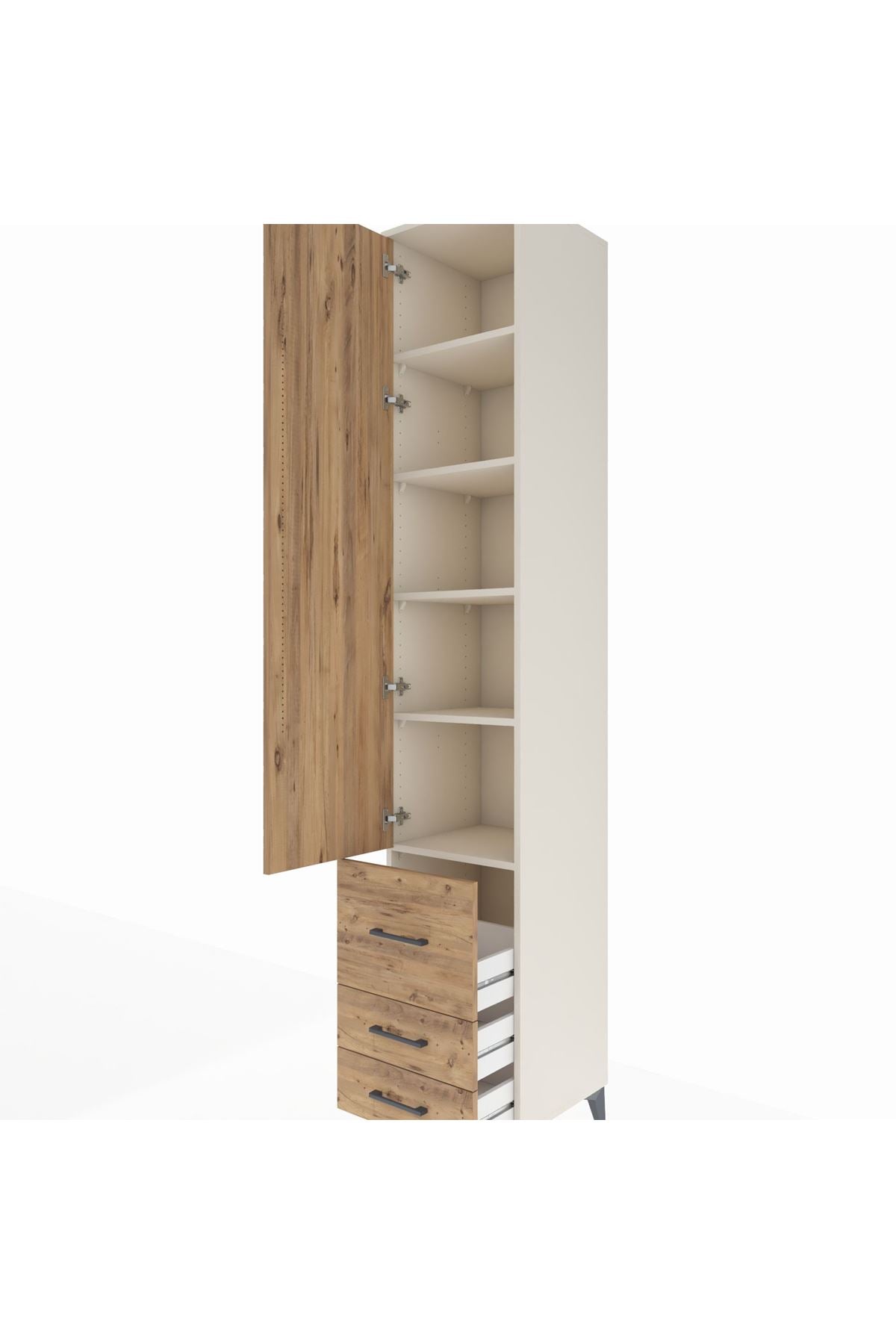 Hyperion Dolap 5 Raflı 3 Çekmeceli Tek Kapaklı 44x44x243 Aytaşı-Çam