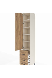 Hyperion Dolap 5 Raflı 3 Çekmeceli Tek Kapaklı 44x44x243 Aytaşı-Çam