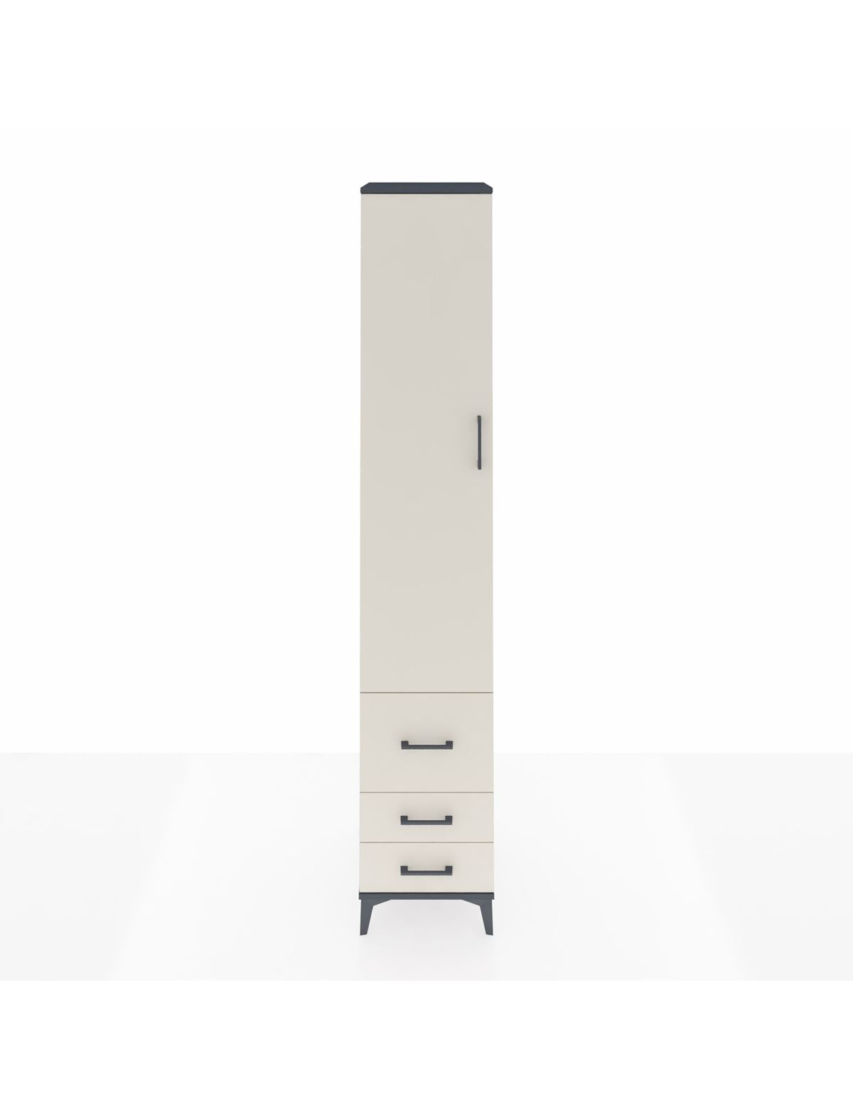 Hyperion Dolap 5 Raflı 3 Çekmeceli Tek Kapaklı 44x44x243 Antrasit-Aytaşı