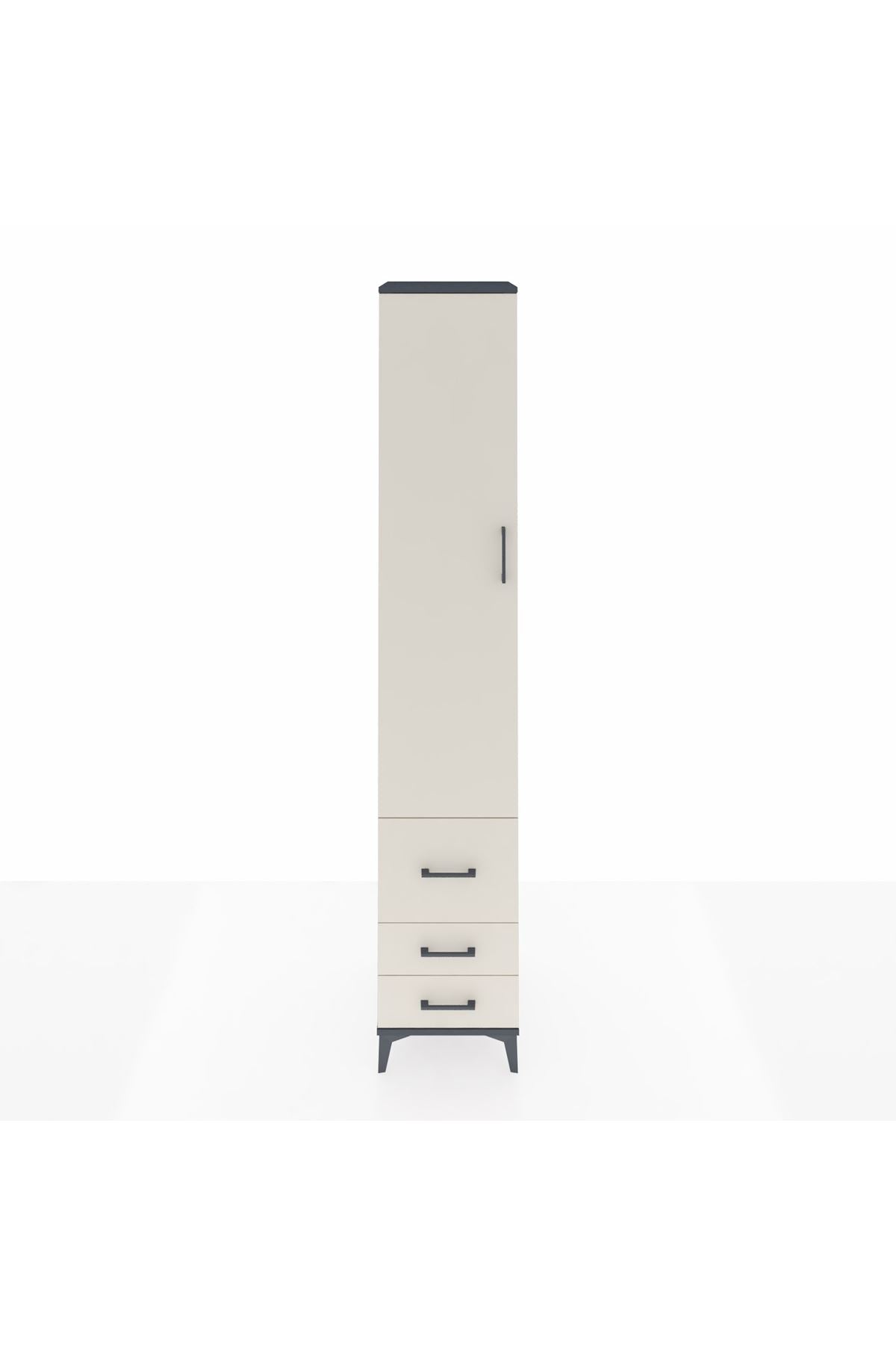 Hyperion Dolap 5 Raflı 3 Çekmeceli Tek Kapaklı 44x44x243 Antrasit-Aytaşı