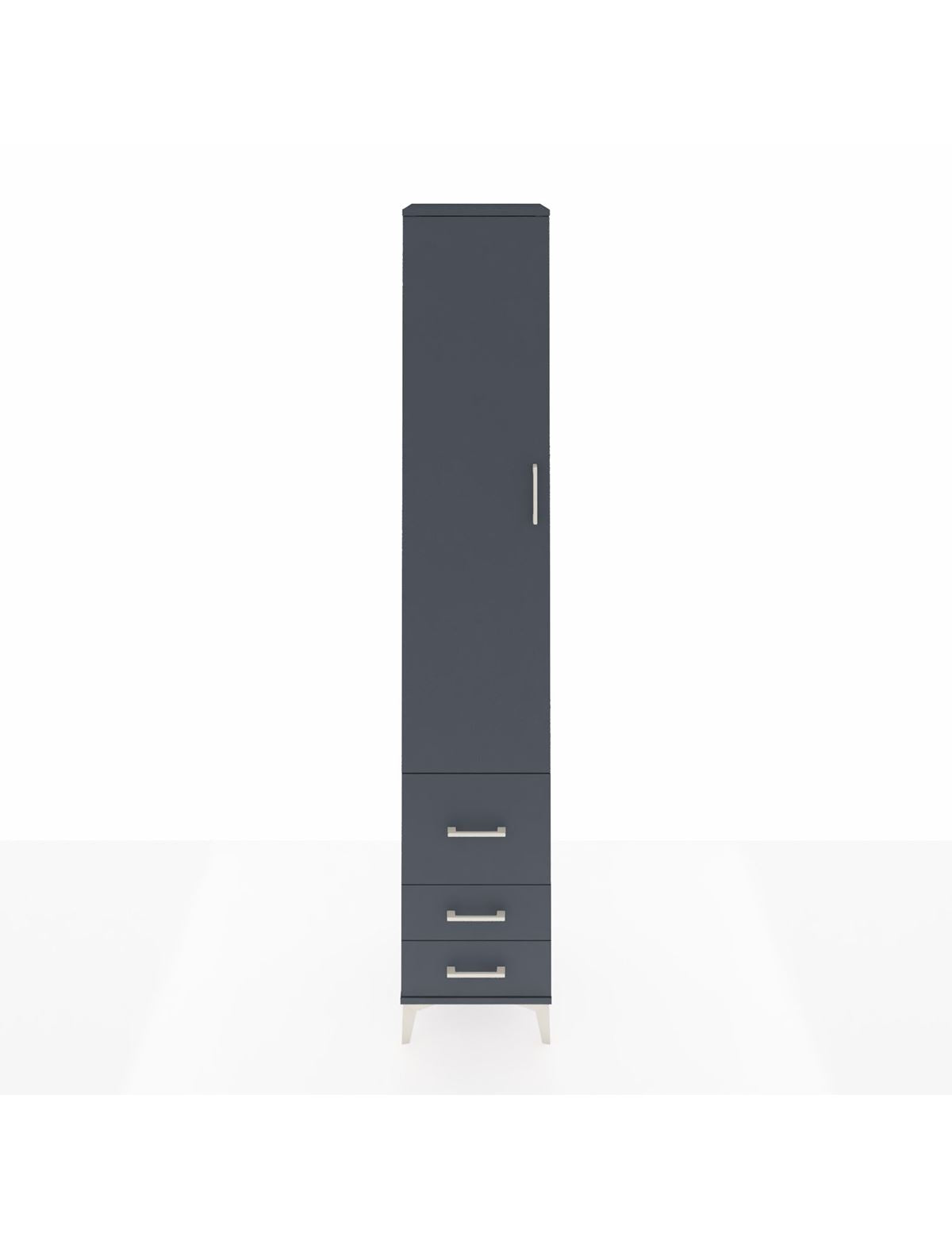 Hyperion Dolap 5 Raflı 3 Çekmeceli Tek Kapaklı 44x44x243 Antrasit-Antrasit