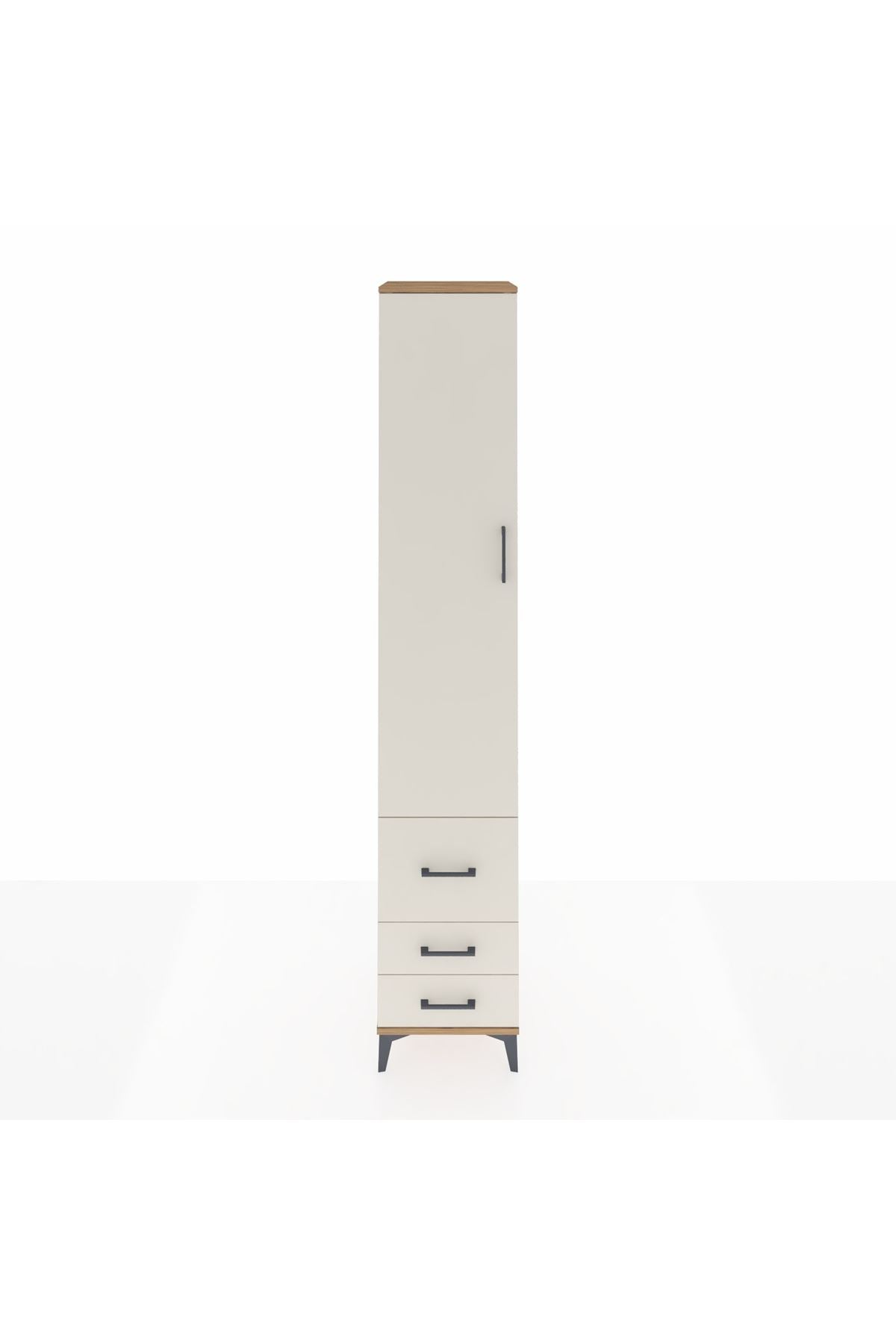 Hyperion Dolap 5 Raflı 3 Çekmeceli Tek Kapaklı 44x44x243 Çam-Aytaşı